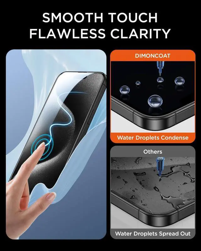 Alt view image 6 of 7 - 4-PACK Privacy Screen Protector Compatible with iPhone 15 Pro Max [Auto Alignment Kit] [10X Military Protection] 15 Pro Max 6.7 inch Tempered Glass Film [Case Friendly]