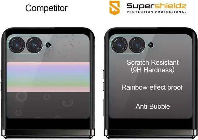 Alt view image 2 of 4 - Supershieldz (2 Pack) Designed for Motorola Razr+ / Plus (2023) (Front Screen Only) Tempered Glass Screen Protector, 3D Curved Glass, Anti Scratch, Bubble Free (Black)