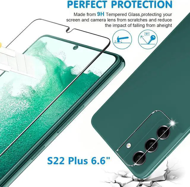Alt view image 3 of 7 - letosan [3+3 Pack] Glass Screen Protector for Samsung Galaxy S22 Plus 5G, 9H Tempered Glass, Ultrasonic Fingerprint Compatible,HD Clear Case Friendly for Galaxy S22 Plus Glass Screen Protector