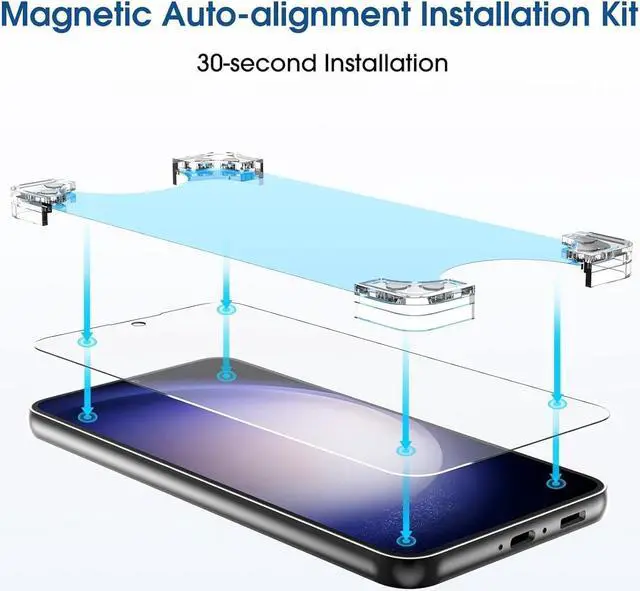 Alt view image 3 of 7 - amFiIm Magnetic Auto-alignment OneTouch Tempered Glass Screen Protector + Camera Lens Protector for Samsung Galaxy S23 FE 6.4", Full Coverage Fingerprint ID Compatible Easy Installation(Reusable)