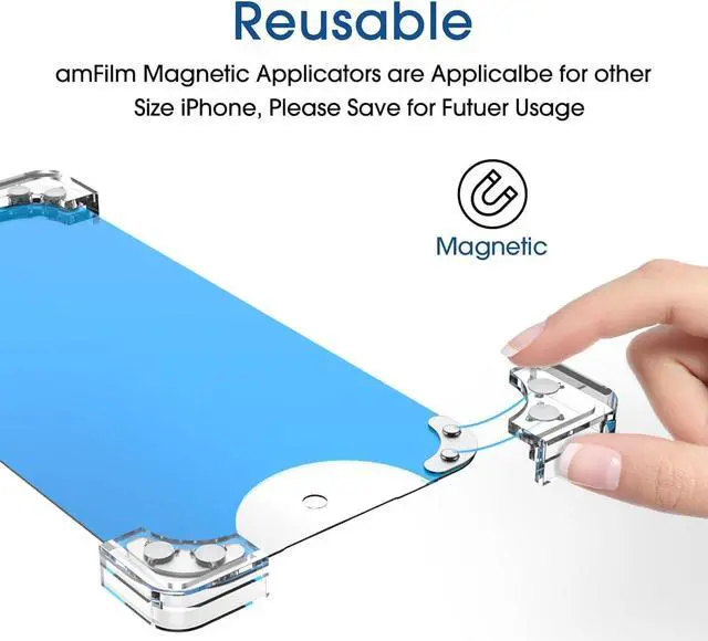 Alt view image 4 of 7 - amFiIm Magnetic Auto-alignment OneTouch Tempered Glass Screen Protector + Camera Lens Protector for Samsung Galaxy S23 FE 6.4", Full Coverage Fingerprint ID Compatible Easy Installation(Reusable)