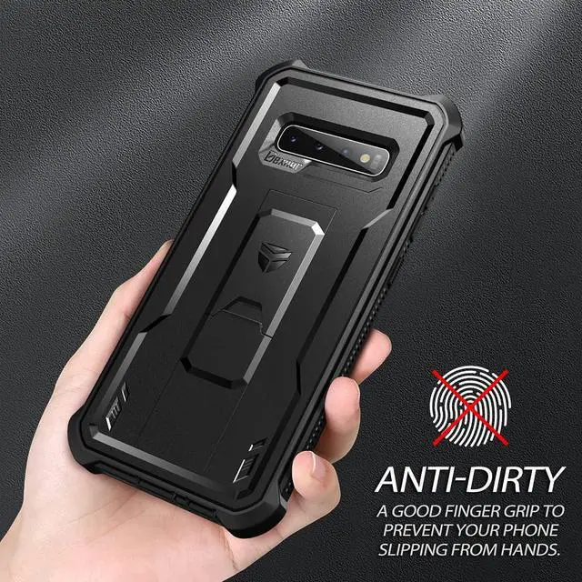 Alt view image 3 of 7 - Dexnor for Samsung Galaxy S10+ Plus Case, [Built in Screen Protector and Kickstand] Heavy Duty Military Grade Protection Shockproof Protective Cover for Samsung Galaxy S10 Plus Black