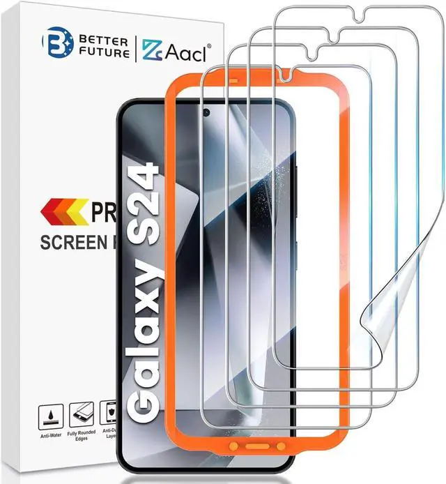 Main image of AACL [4-Pack] for Samsung Galaxy S24 Screen Protector 5G [Not Glass] - Film for S24 Screen Protector [7H Hybrid][Fingerprint Compatible][Alignment Tool]