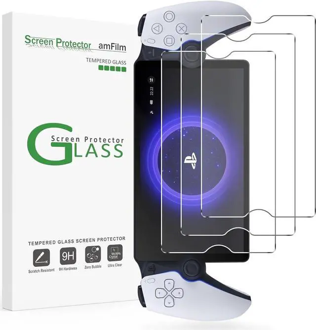Main image of amFilm 3 Pack Tempered Glass Screen Protector for PlayStation Portal Remote Player 8 inch - PlayStation 5 with Easy Installation Kit, Transparent Ultra HD, Anti-Scratch, Anti-Fingerprint