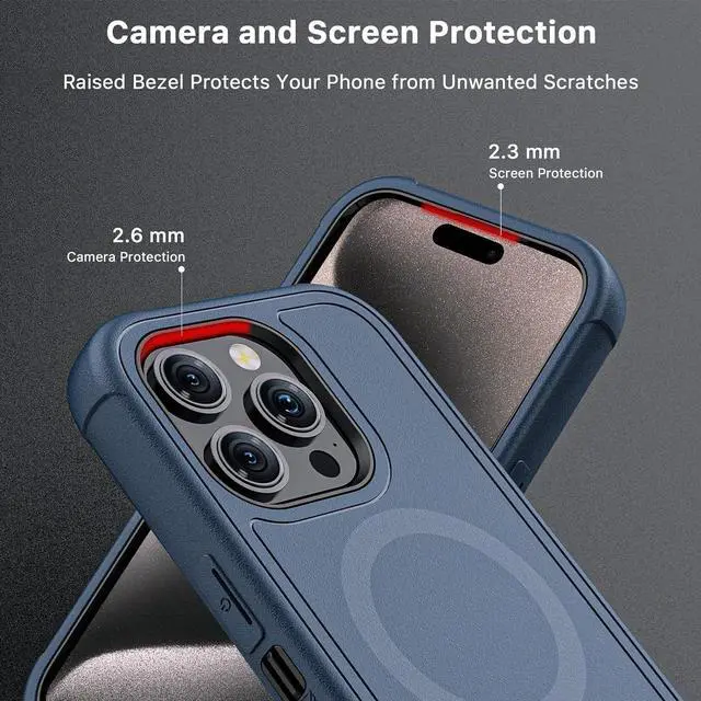 Alt view image 5 of 7 - MYBAT PRO Maverick Series iPhone 15 Pro Max Case with Belt Clip Holster,with Screen Protector,Anti-Drop,Shockproof,with 360°Rotating Kickstand,Heavy Duty Protection Blue