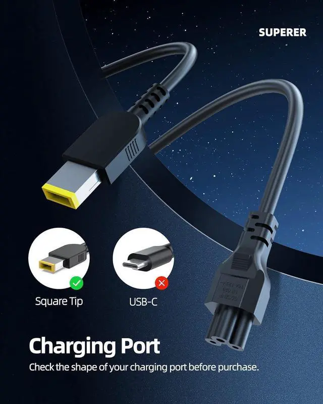 Alt view image 2 of 7 - 135W AC Charger Fit for Lenovo ADL135NDC3A ADL135NLC3A ADL135NDC2A ADL135NLC2A ADL135SCC3A 4X20E50558 4X20E50569 4X20E50564 PA-1131-72 Laptop