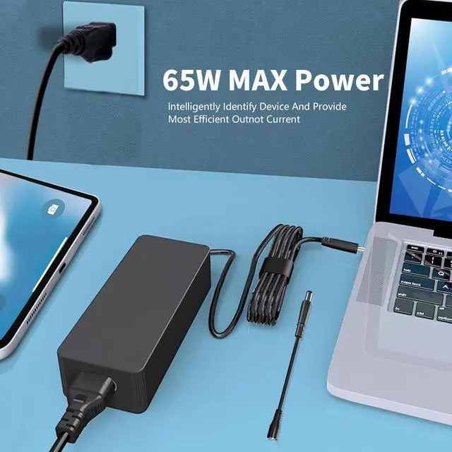 Alt view image 6 of 7 - 65W/45W Laptop Charger for  Inspiron 14 15 16 3000 5000 3511 3510 3501 3535 3530 3520 3521 3525 3542 5620 5625 5593 5510 5575 5420 Vostro 3425 3520 5630 19.5V-3.34A Power Supply Cord