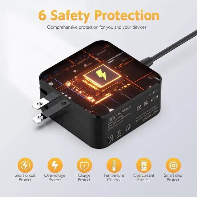 Alt view image 6 of 7 - 65W Charger for Lenovo IdeaPad 1/1i/3/3i/5/5i Laptop- IdeaPad 110 110S 310 320 330 330s 510 520 530s 710s AC Adapter; IdeaPad S145 S340 S540 L340 Power Supply Cord Round Tip