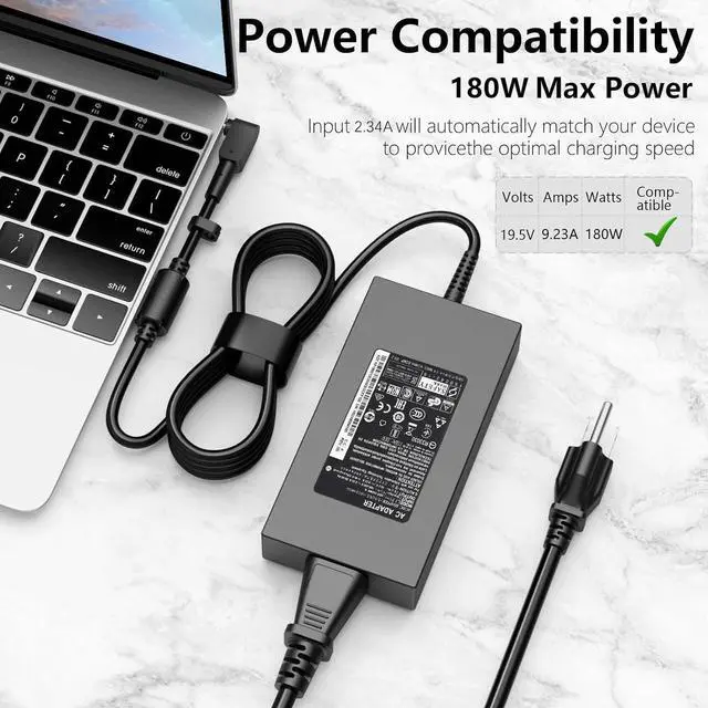 Alt view image 5 of 7 - 180W Predator Charger for Original  Predator Helios 300 PH315-51 PH315-52 PH315-53 PH315-54 PH317-51 G3-571 G3-572 Nitro 5 ADP-180MB K Gaming Laptop