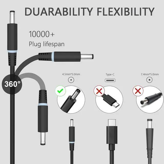Alt view image 3 of 7 - 130W AC Adapter Compatible with Dell inspiron 16 Plus 7640 7620 7630 Business Laptop,for inspiron 14 16 Plus 7420 7430 7510 XPS 15 17 9730 9640 7590 9530 9550 7590 Power Supply Cord