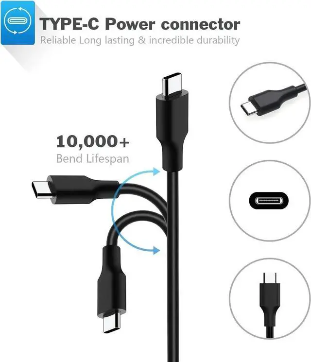 Alt view image 2 of 6 - 90W USB C Laptop Charger for Dell Lenovo Thinkpad/Yoga MacBook Pro/Air HP Spectre ASUS Chromebook Huawei Matebook Pro Xiaomi Air Type C Fast Charger