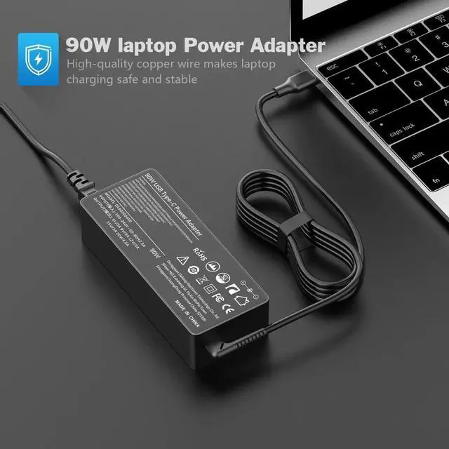 Alt view image 5 of 6 - 90W USB C Laptop Charger for Dell Lenovo Thinkpad/Yoga MacBook Pro/Air HP Spectre ASUS Chromebook Huawei Matebook Pro Xiaomi Air Type C Fast Charger