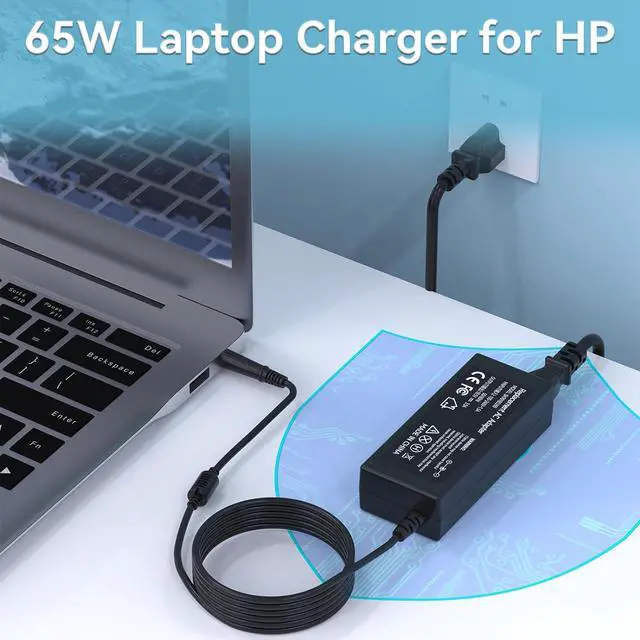 Alt view image 4 of 7 - 65W Laptop Charger for HP Elitebook Folio 9470m 9480m HP Pavilion DV7 DV6 DV5 G6 G7 DM4 G62 G72 EliteBook Revolve 810 G1 G2 820 G1 Power Supply Cord