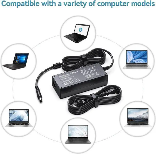 Alt view image 6 of 7 - 65W Laptop Charger for HP Elitebook Folio 9470m 9480m HP Pavilion DV7 DV6 DV5 G6 G7 DM4 G62 G72 EliteBook Revolve 810 G1 G2 820 G1 Power Supply Cord