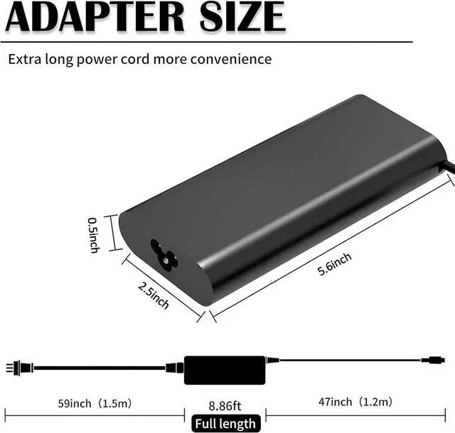 Alt view image 3 of 6 - 130W 100Watt Charger for  130W Laptop Charger USB C Compatible with  XPS 17 15 2in1 9575 9700 9500 9510 Precision 3580 5550 5530 2in1 Latitude 7410 7310 7210 5510 Type C Computer Power Cord