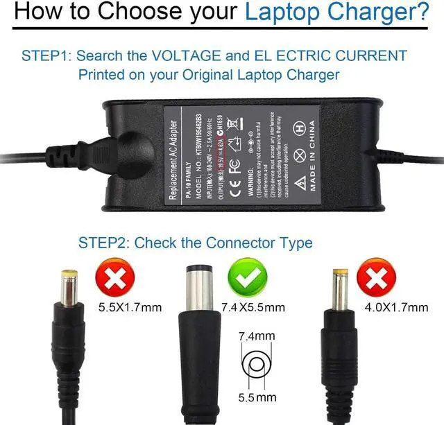Alt view image 3 of 7 - 90W AC Adapter Charger for Dell Studio 1440 1555 1558 1569 1640 1645 1737 1747 1745 1749 Inspiron 14 15 17 14R 15R 17R 8500 8600 1520 1525 1570 1564 1750 1545 3543 3537 5720 7537 FA90PE1-00 PA-3E