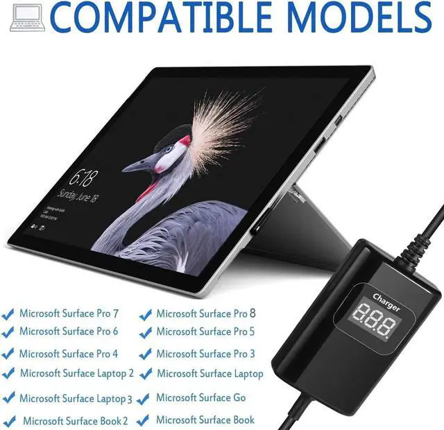 Alt view image 5 of 5 - Surface Pro Laptop Car Charger 65W 15V 4.5A Surface Car Charger Compatible with Surface Pro 9/8/7/6/5/4/3 Surface Laptop1/2/3/4/5 Surface Go1/2/3 Surface Book1/2/3