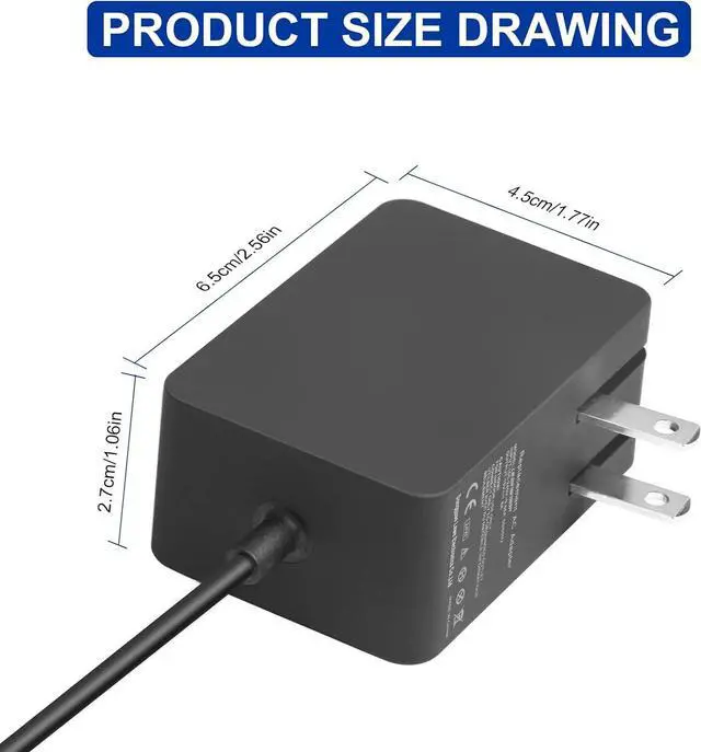 Alt view image 2 of 7 - Surface 24W 15V 1.6A Go Charger, Power Supply Adapter Compatible with Microsoft Surface Go/Go 2/Go 3/Surface Pro 4 Core m3/Surface Pro 3 Core m3 AC Power Adapter