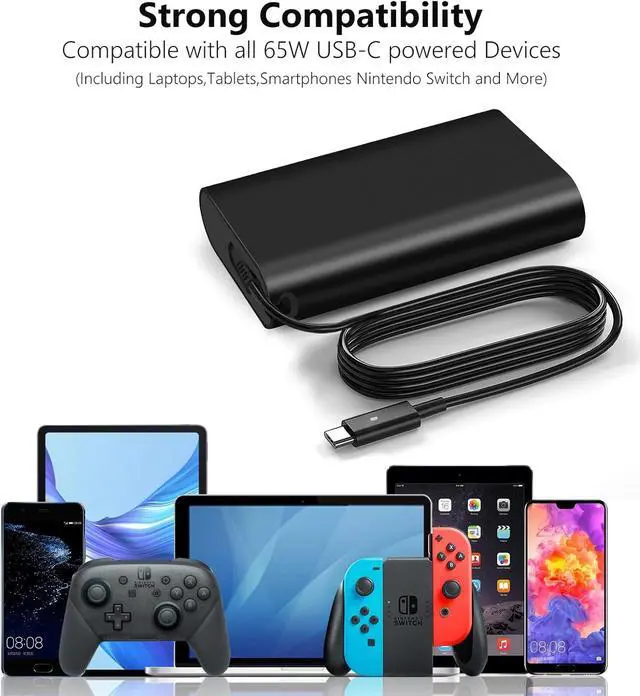 Alt view image 7 of 7 - 65W 45W USB-C Laptop Charger for Dell Latitude 5420 7275 7370 7420 5520 7390 5290 7400 7410 7320 3410 5410 3520 XPS 13 9350 9360 9365 9370 9380 Dell XPS 13 Type C Laptop Charger with Power Cord