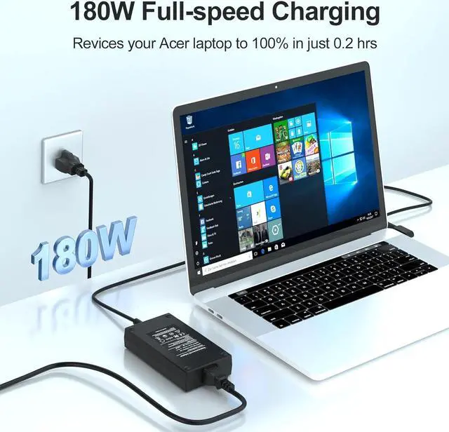 Alt view image 6 of 7 - 180W Charger for Acer Predator Helios 300 - Fit for Acer PH315-51 52 G3-571 572, Nitro 5 7 AN515-57 54 55 AN517-55,Aspire V17 V15, Predator Triton 300 500, ADP-180MB K Power Adapter Supply Cord