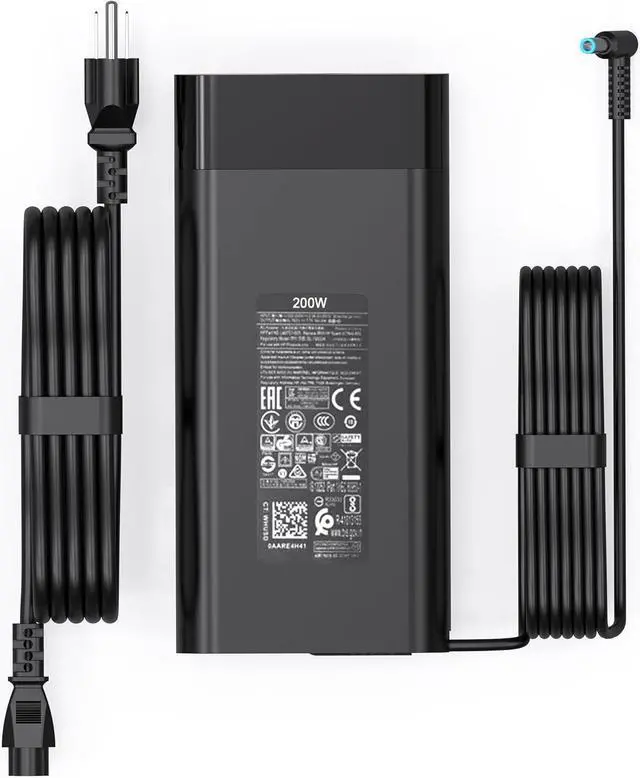 Main image of 200W 10.3A Laptop Charger for HP OMEN Pavilion Gaming 15 16 17 Victus 15 16 16-e1163nr Zbook 15 17 Envy 15 15u 2020 TPN-DA10 TPN-LA21 L00818-850 L00895-003 ADP-200HB B AC Adapter Power Cord