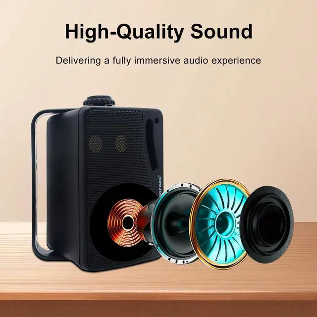 Alt view image 3 of 7 - 3.5 Inch Outdoor Bluetooth Speakers Waterproof Wired,3 Way 200W Upgrade Premium Wall Mount Speakers,Ideal use in Patio,Deck, Indoor OutdoorWhite