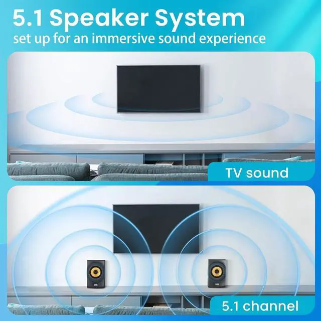 Alt view image 3 of 7 - Acoustic Audio AA5170 Home Theater 5.1 Bluetooth Speaker System 700W with Powered Sub