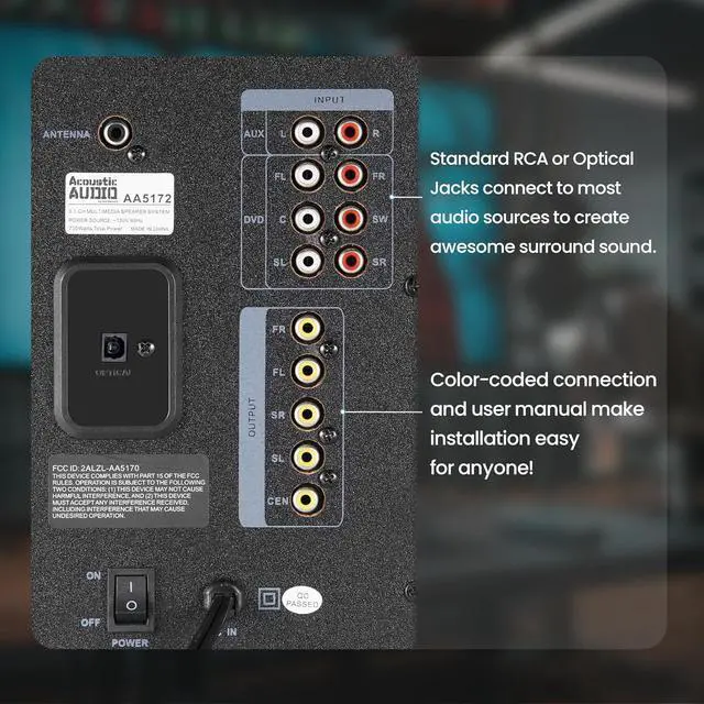 Alt view image 5 of 7 - Acoustic Audio AA5170 Home Theater 5.1 Bluetooth Speaker System 700W with Powered Sub