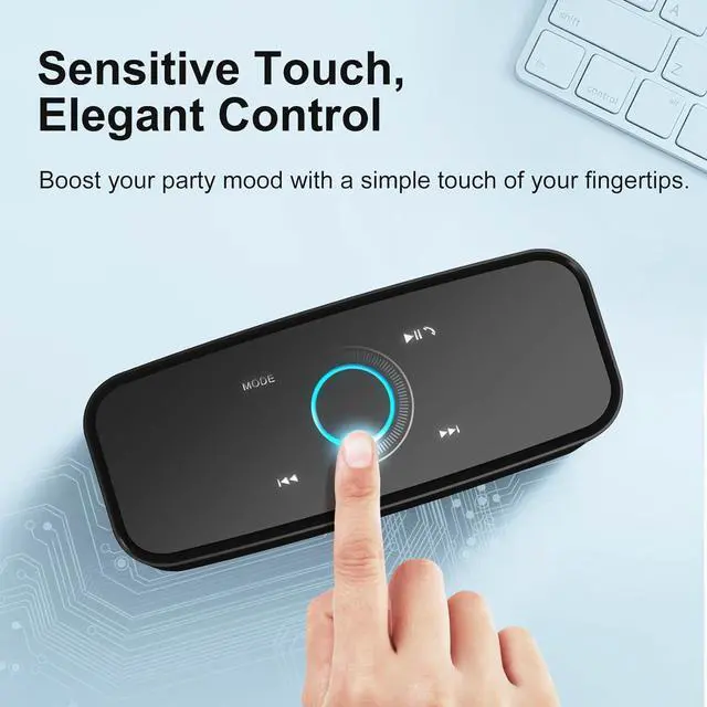 Alt view image 3 of 7 - DOSS SoundBox Touch Wireless Bluetooth Speaker with 12W HD Sound and Bass, IPX5 Waterproof, 20H Playtime, Handsfree, for Office, Home, Outdoor, Travel-Upgraded