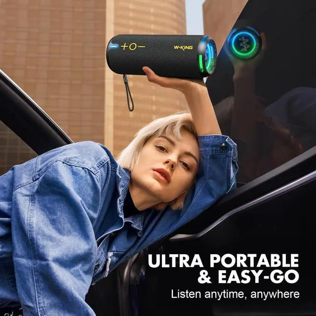 Alt view image 7 of 7 - W-KING Bluetooth Speaker, IPX7 Waterproof Portable Speaker Bluetooth Wireless Loud with Dual Voice Coil, Customized EQ APP/Deep Bass, 40W 360° Sound Outdoor Shower Speaker, Party Lights/V5.3/TF/AUX