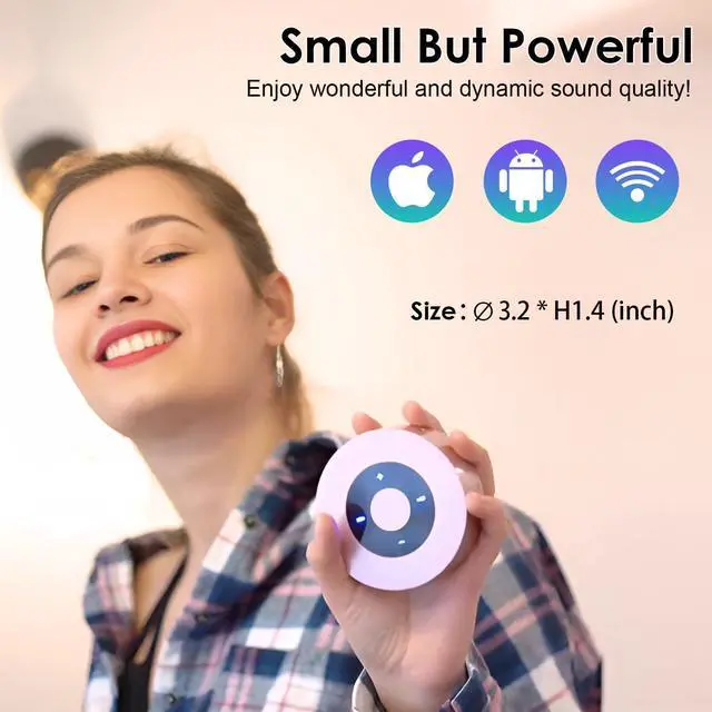 Alt view image 4 of 7 - XLEADER Mini Bluetooth Speaker (Travel Case Packed) Portable Wireless Speaker with Aux input, Micro SD, Mic, Touch Design, 12H Playtime, Pink Cute Small Speaker for iPhone Laptop Shower Office Gifts