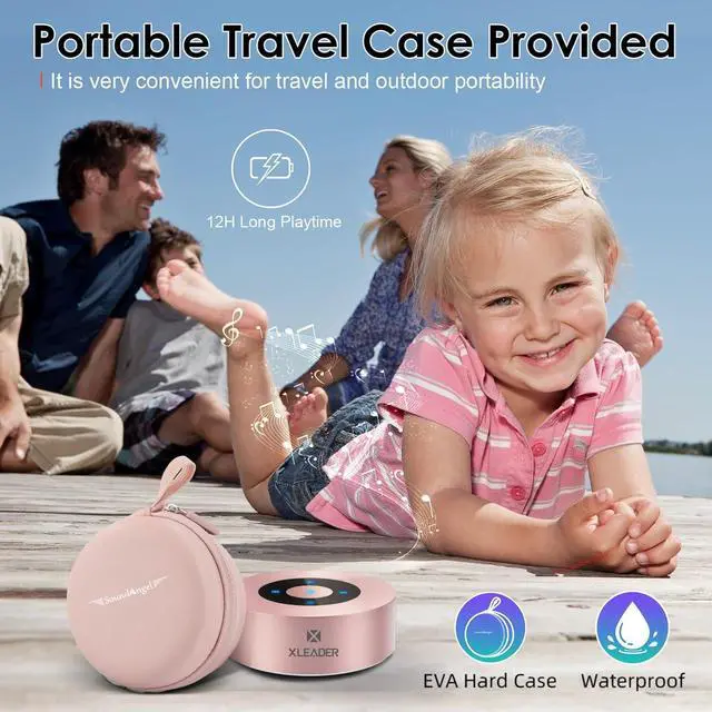 Alt view image 6 of 7 - XLEADER Mini Bluetooth Speaker (Travel Case Packed) Portable Wireless Speaker with Aux input, Micro SD, Mic, Touch Design, 12H Playtime, Pink Cute Small Speaker for iPhone Laptop Shower Office Gifts