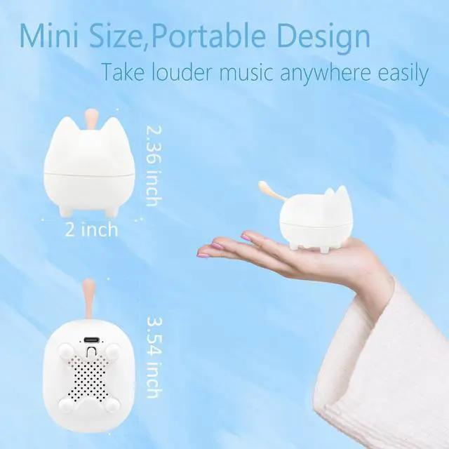 Alt view image 2 of 7 - gingo Kitty Speaker Bluetooth Portable Mini Wireless Speaker with Clarity Stereo, Built-in Mic, Super Bass, Powerful Rich Room-Filling Sound, Cute Pet Subwoofer in White