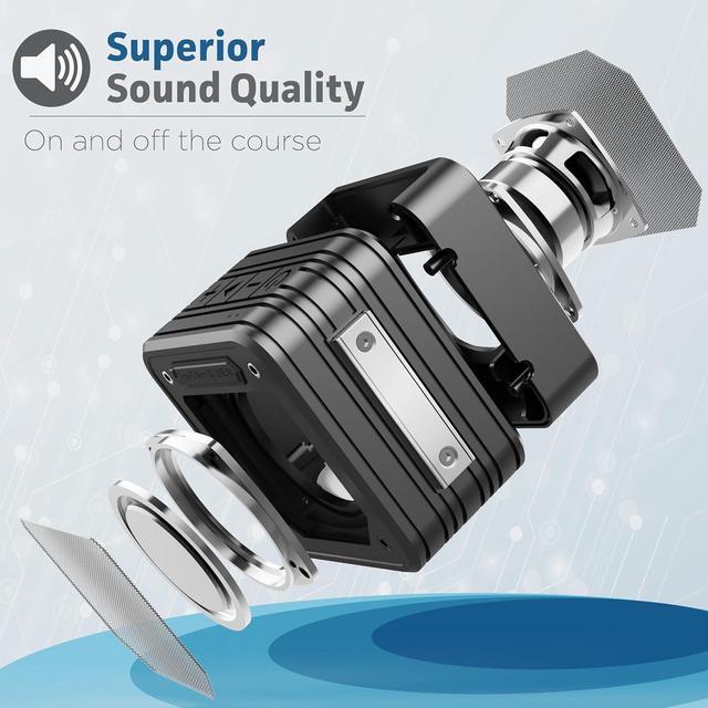 Alt view image 6 of 7 - Magnetic Wireless Bluetooth Speaker for Golf Carts with Protective EVA Carrying Case (Waterproof IPX6) with Magnet Bar Mount - Portable for Travel, Job Sites and Golfing (1)