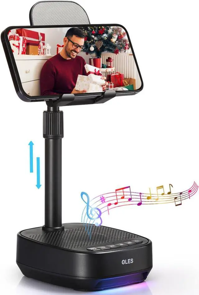 Main image of OLES Gifts for Men Him, Cell Phone Stand with Wireless Speaker(7-11Height), Birthday Gifts for Men, Gifts Him, Phone Holder for iPhone/Android/Tablet, Unique Gifts for Dad Him Mom, Women Gifts