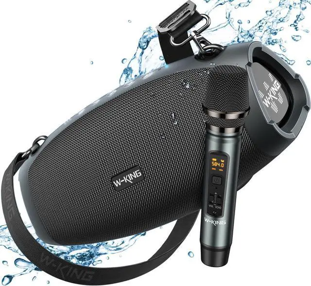 Main image of W-KING Portable Loud Bluetooth Speakers with Wireless Microphone, (120W PEAK)70W Outdoor Speaker Bluetooth Wireless Waterproof, Triple Passive Radiators-Deep Bass/Hi-fi/DSP/Power Bank/TF/AUX/EQ/Opener