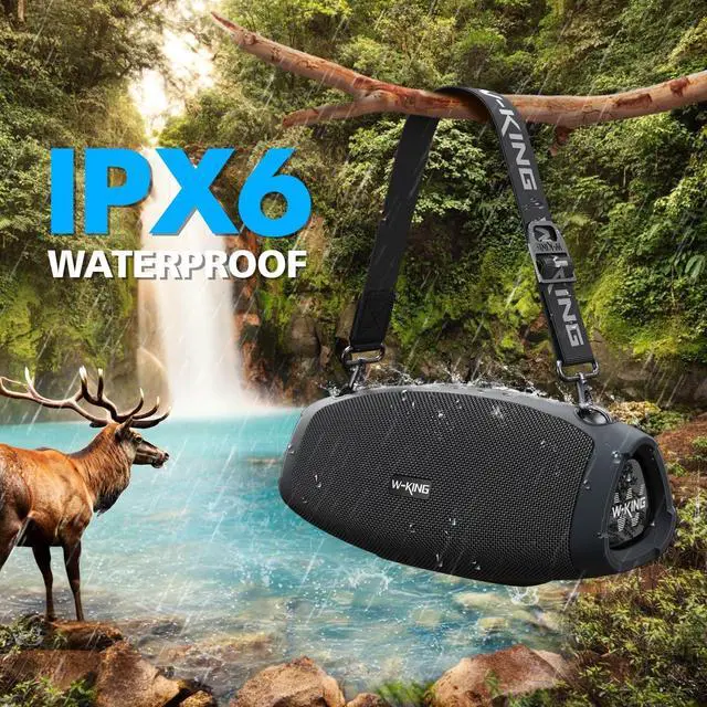Alt view image 4 of 7 - W-KING Portable Loud Bluetooth Speakers with Wireless Microphone, (120W PEAK)70W Outdoor Speaker Bluetooth Wireless Waterproof, Triple Passive Radiators-Deep Bass/Hi-fi/DSP/Power Bank/TF/AUX/EQ/Opener