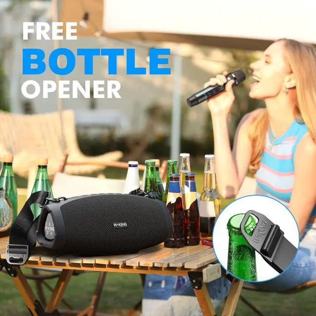 Alt view image 6 of 7 - W-KING Portable Loud Bluetooth Speakers with Wireless Microphone, (120W PEAK)70W Outdoor Speaker Bluetooth Wireless Waterproof, Triple Passive Radiators-Deep Bass/Hi-fi/DSP/Power Bank/TF/AUX/EQ/Opener