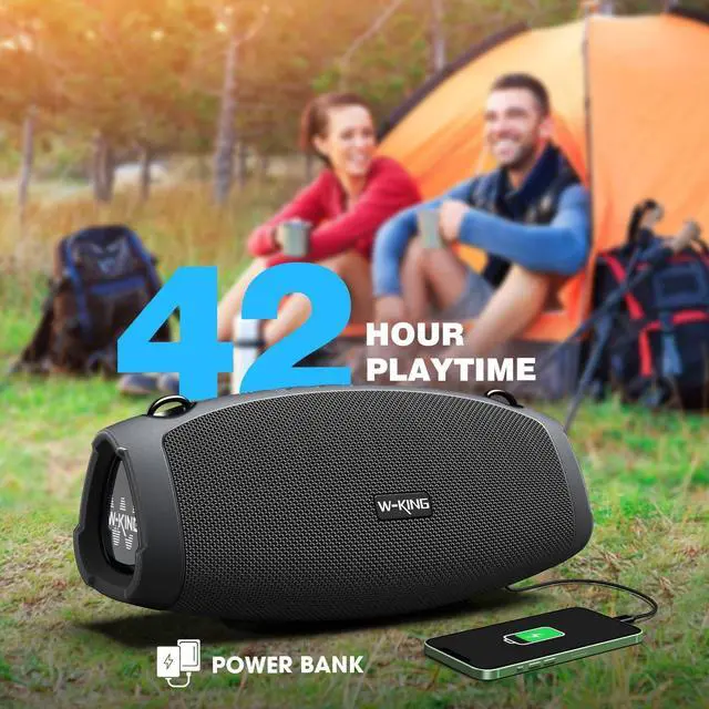 Alt view image 7 of 7 - W-KING Portable Loud Bluetooth Speakers with Wireless Microphone, (120W PEAK)70W Outdoor Speaker Bluetooth Wireless Waterproof, Triple Passive Radiators-Deep Bass/Hi-fi/DSP/Power Bank/TF/AUX/EQ/Opener