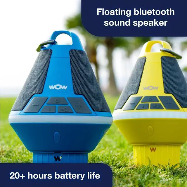 Alt view image 2 of 5 - WOW World of Watersports WOW-SOUND Speaker, Bluetooth, Waterproof, Shockproof, Floating Speaker, with Long Battery Life, LED Lights, and Cup Holder (BLUE)