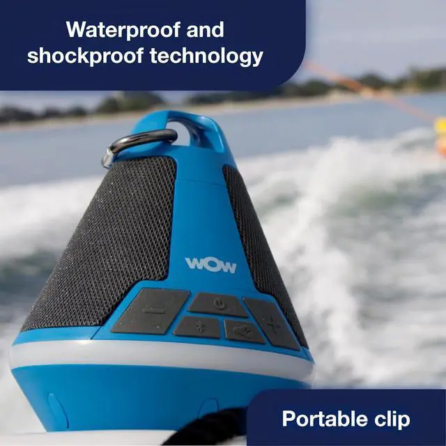 Alt view image 3 of 5 - WOW World of Watersports WOW-SOUND Speaker, Bluetooth, Waterproof, Shockproof, Floating Speaker, with Long Battery Life, LED Lights, and Cup Holder (BLUE)