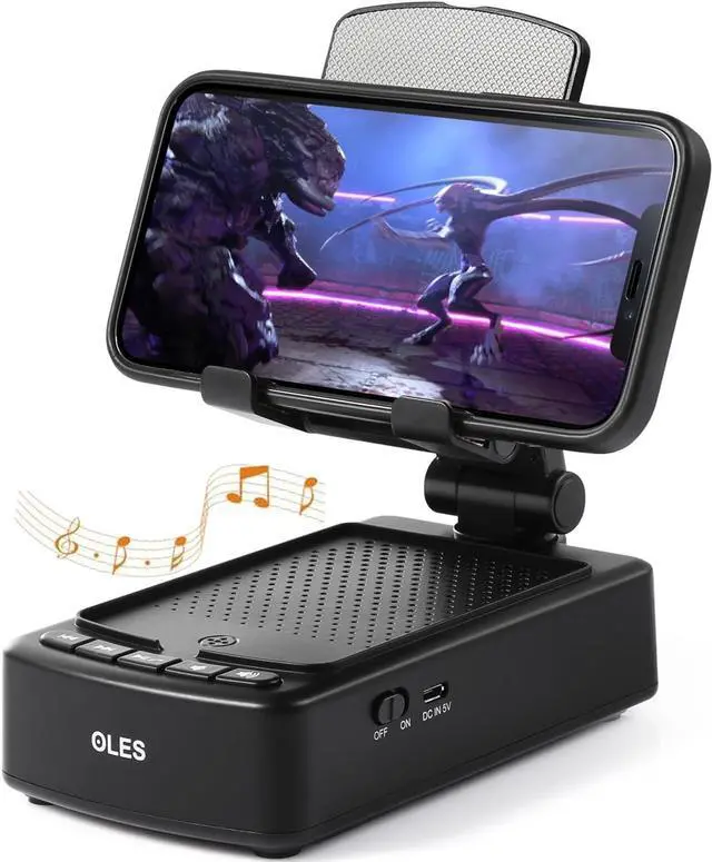 Main image of Gifts for Men, OLES Mobile Phone Stand with Bluetooth for Him Dad Women Who Want Nothing, Adjustable Tablet Holder with Wireless Speaker, Tech Gadgets for Table Desk, Unique Ideal