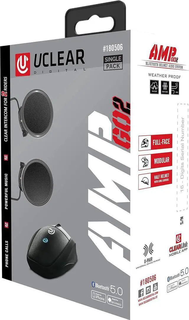 Alt view image 4 of 5 - AMP GO2 Bluetooth Motorcycle Helmet Communication System