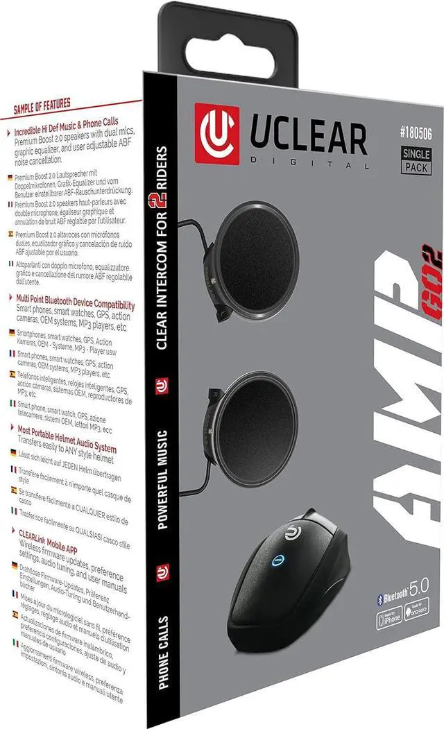 Alt view image 5 of 5 - AMP GO2 Bluetooth Motorcycle Helmet Communication System