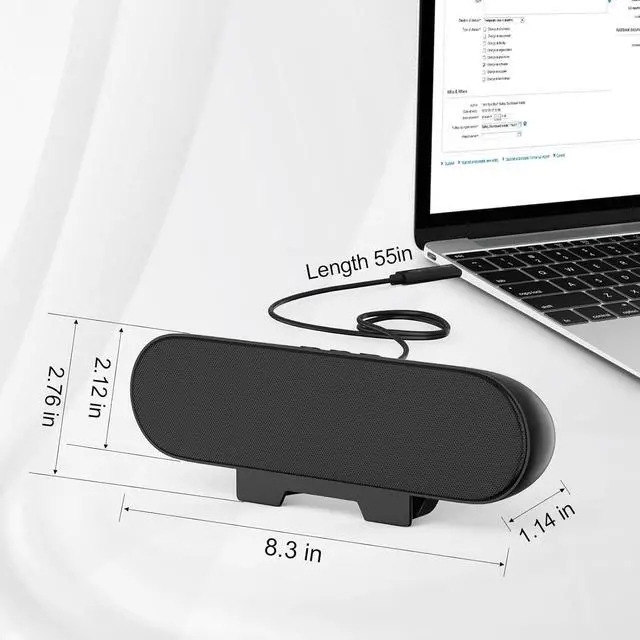 Alt view image 7 of 7 - Computer Speakers for Desktop Monitor,Single USB Speakers for Desktop PC,Laptop Speaker with Loud Sound,Volume Control Easily Clamps to Monitors(USB-C to USB Adapter Included) (Black)