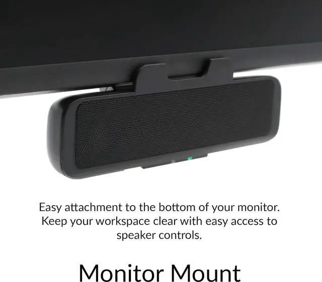 Alt view image 3 of 7 - Cyber Acoustics USB Speaker Bar (CA-2890)  Stereo USB Powered Speaker, Easily Clamps to Monitor, Convenient Controls