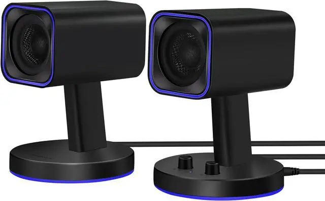 Main image of SW202 24W Computer Gaming PC Speakers - Built-in 16bit DAC Dynamic 3D Surround Sound - Bluetooth 5.2 USB 3.5mm Aux Inputs- Three EQ Sound Mode - RGB Backlit Multimedia Speakers (Pair, Black)