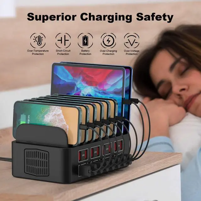 Alt view image 5 of 7 - Charging Station for Multiple Devices,Cinlinso 150W/35A 16 Port USB Charging Station,Multi Device Fast Charger Organizer Compatible with iPad,Tablet,Kindle Cell Phone and Other Electronic