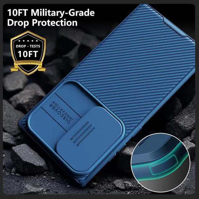 Alt view image 5 of 7 - Nillkin for iPhone 15 Pro Max Case Magsafe, [Sliding Camera Cover] [Drop Protection] [Thin Slim Fit] Protective Lightweight Cover Shockproof Magnetic Phone Case for iPhone 15 Pro Max 6.7 inch, Blue