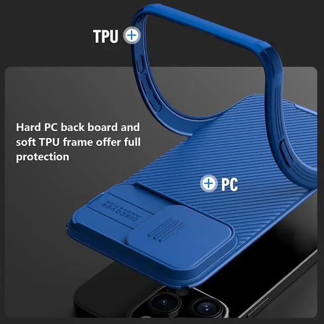 Alt view image 6 of 7 - Nillkin for iPhone 15 Pro Max Case Magsafe, [Sliding Camera Cover] [Drop Protection] [Thin Slim Fit] Protective Lightweight Cover Shockproof Magnetic Phone Case for iPhone 15 Pro Max 6.7 inch, Blue